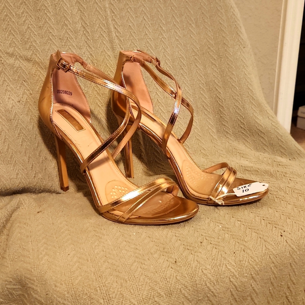 Forever 21 Rose Gold Strappy Heels